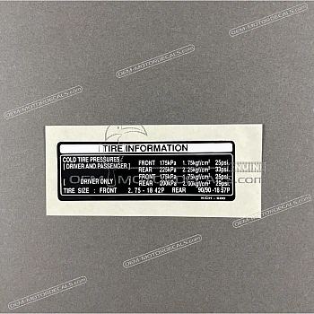 Chain cover tire information label