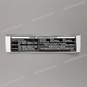 Etykieta ostrzegawcza, Obciążenie opon