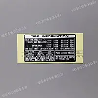 HONDA Etichetta di avvertenza, Carico pneumatici 87505-MCW-D00
