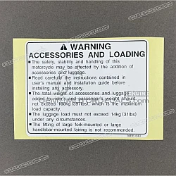 Pegatina de advertencia de accesorios y carga