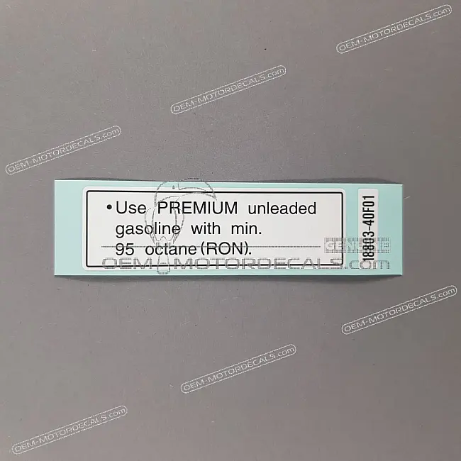 Suzuki GSX1300R Hayabusa Fuel Tank Unleaded Fuel Info Label OEM 1880340F01