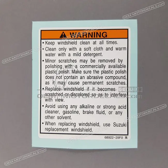 Suzuki GSX-R600 Fuel Tank Warning Label OEM 68319-29F01