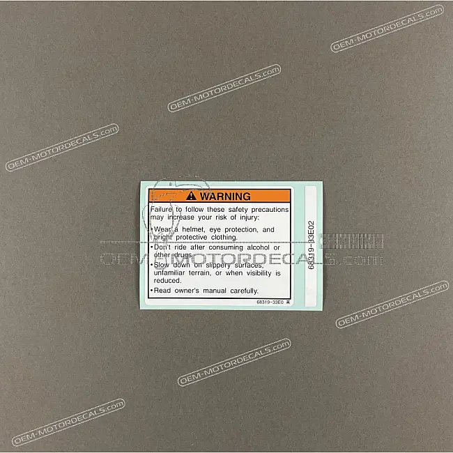 Suzuki GSF600S BANDIT Etichetta avviso generale serbatoio OEM 68319-33E02 adesivo originale di fabbrica