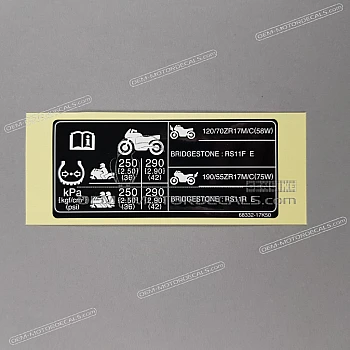 Caution label, Tire load