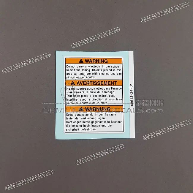 Suzuki GSX-R600 Top Triple Clamp Warning Label Left Side OEM 6861324F01