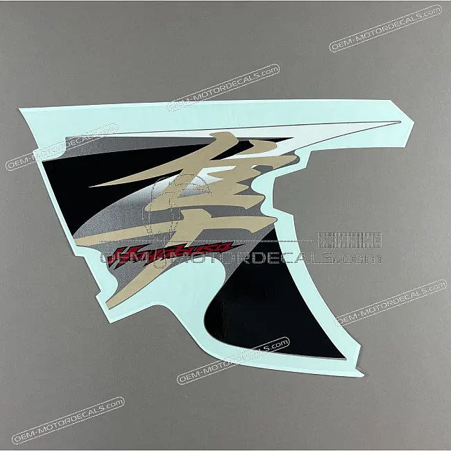 Suzuki GSX1300R Hayabusa Seitenverkleidungsaufkleber Kanji linke Seite OEM 6869515H40AJ7 Original Fabrik Grafik