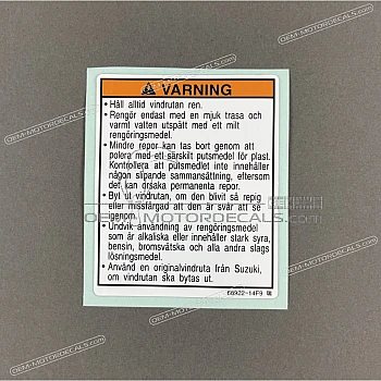 Windscreen warning label