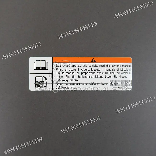 Yamaha XJ6 Diversion Fuel Tank Warning Label Center OEM 1CA215680100