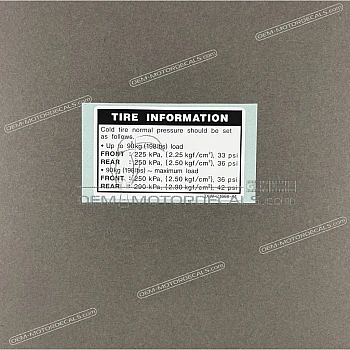 Caution label, Tire load