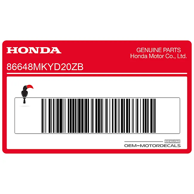 Grafica adesivo carena centrale sinistra Honda CBR650R OEM 86648MKYD20ZB per restauro carenatura di fabbrica.