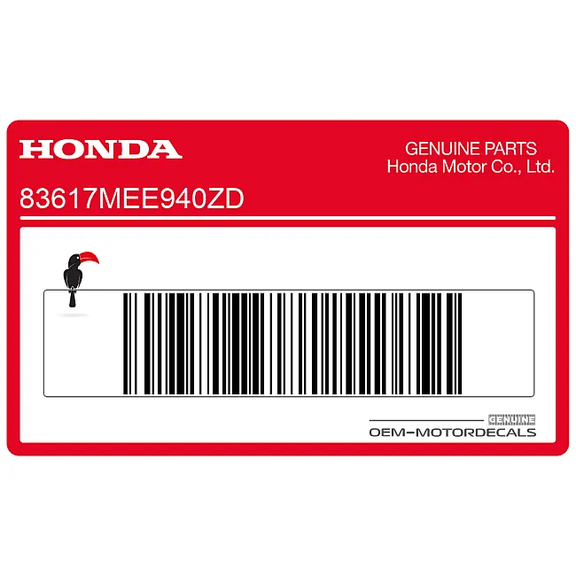 Honda CBR600RR Achterzadelkap Sticker OEM 83617MEE940ZD