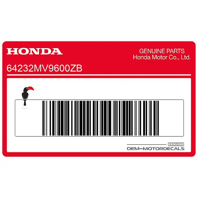Oryginalna naklejka Honda CBR600F Hurricane na dolną owiewkę, prawa strona, część OEM 64232MV9600ZB