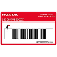 HONDA CBR600F Hurricane kuipdeel sticker, linkerkant 64358-MV9-600ZC