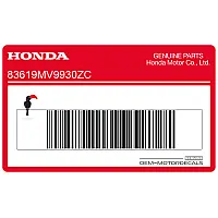 HONDA Naklejka na owiewkę boczną CBR Hurricane, prawa strona 83619-MV9-930ZC