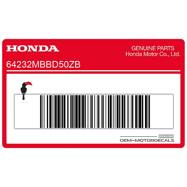 Honda VTR1000F Firestorm Rechte vordere Verkleidung Aufkleber A rechte Seite OEM 64232MBBD50ZB