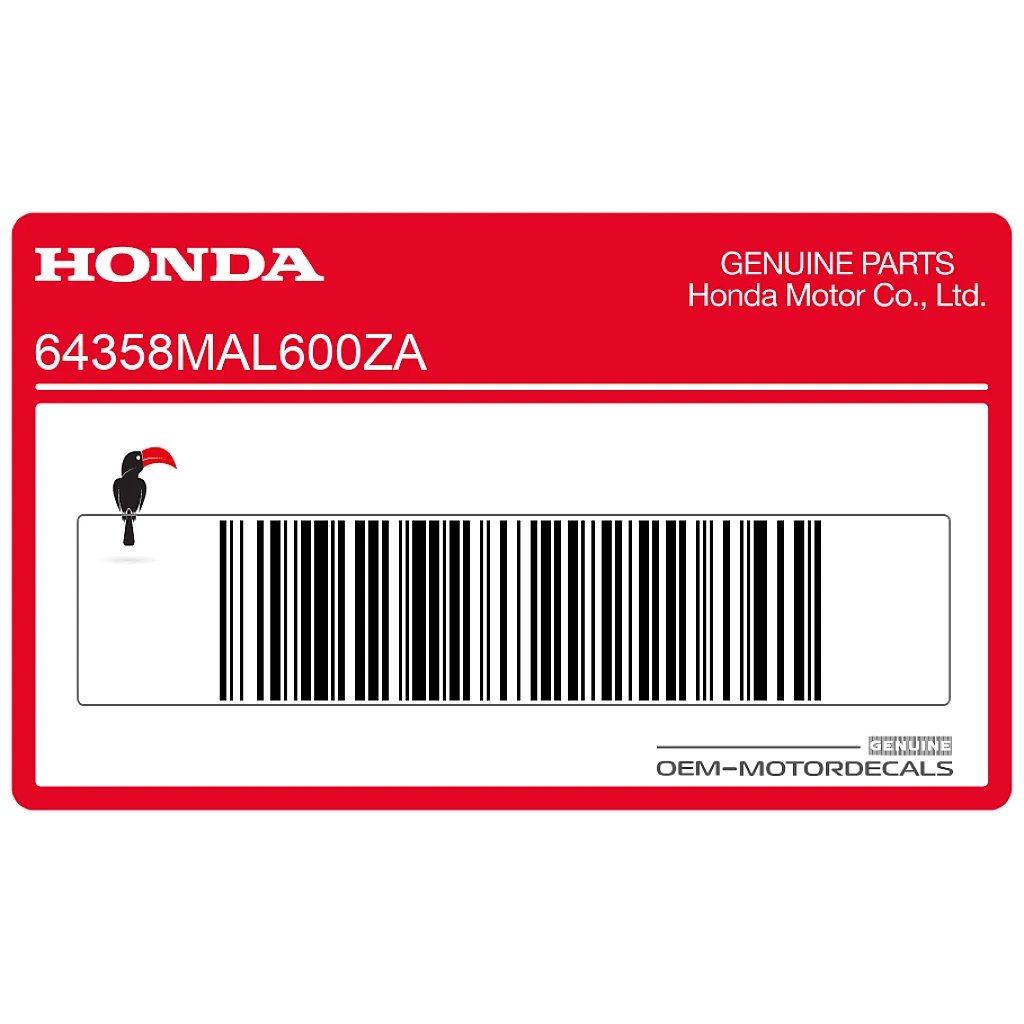 Pegatina de carenado lateral Honda CBR600F Hurricane Lado Izquierdo OEM 64358MAL600ZA