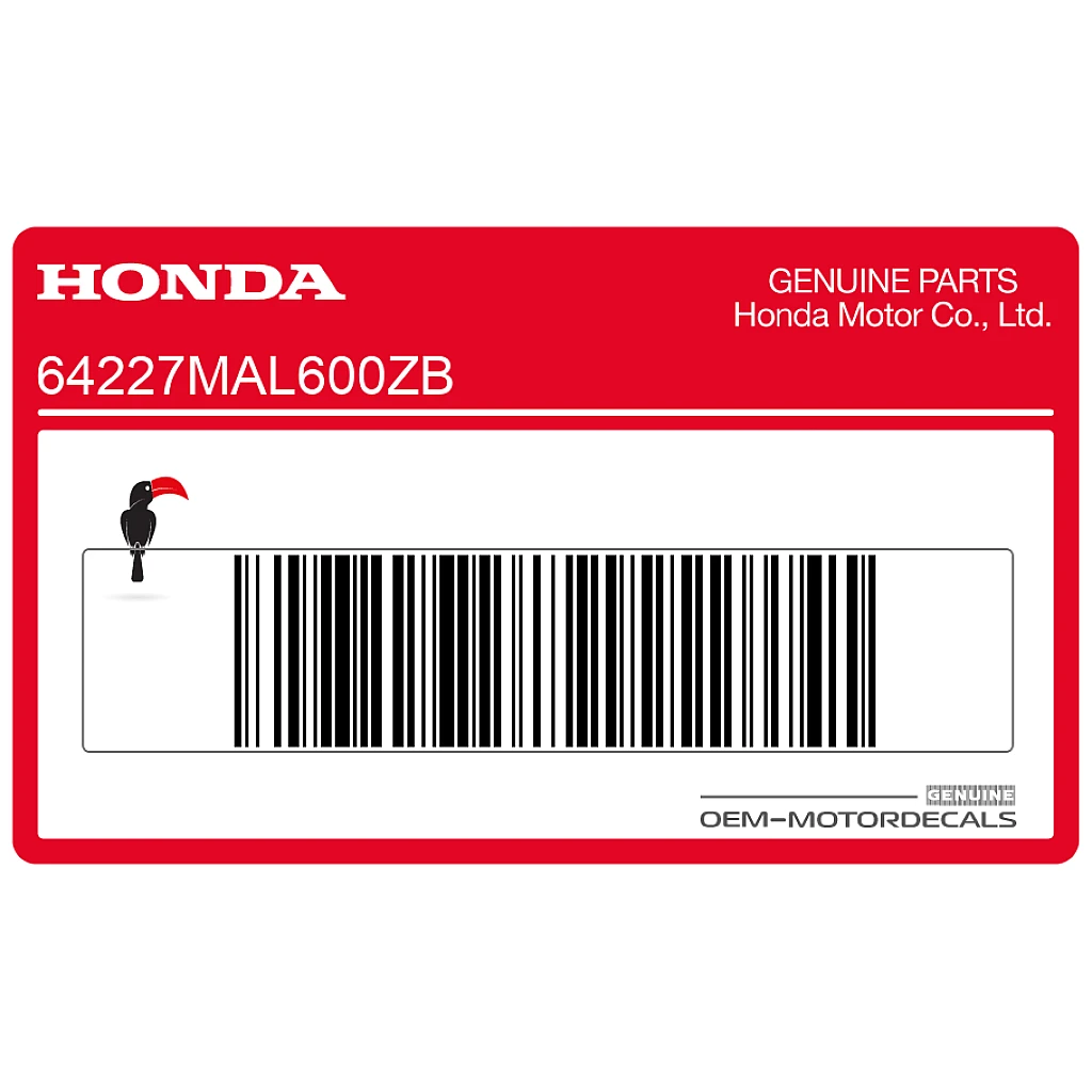 Honda CBR600F Hurricane Adesivo Carenatura Centrale Anteriore OEM 64227MAL600ZB