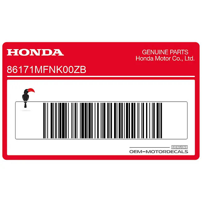 Pegatina de depósito Honda CB1000R Lado Derecho OEM 86171MFNK00ZB