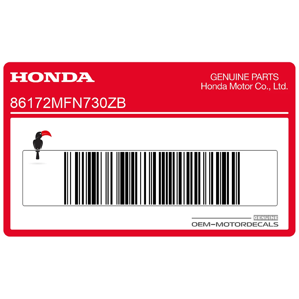 Honda CB1000R Pegatina Depósito Lado Izquierdo OEM 86172MFN730ZB Adhesivo de Fábrica Genuino