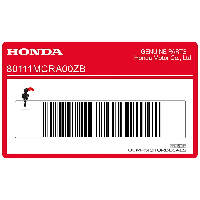 Gráfico original Honda VT750DC Pegatina Guardabarros Trasero OEM 80111MCRA00ZB Genuino de Fábrica para Sección Trasera del Guardabarros
