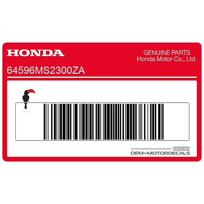 Honda CBR1000F Pegatina Panel Interior Izquierdo Lado Izquierdo OEM 64596MS2300ZA Adhesivo de Fábrica Genuino