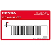 HONDA Tail cowl decal, left side 83716-MV9-930ZA