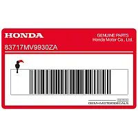 HONDA Tail cowl decal, left side 83717-MV9-930ZA