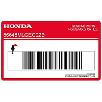 HONDA Autocollant de panneau latéral, côté gauche 86648-MLG-EG0ZB