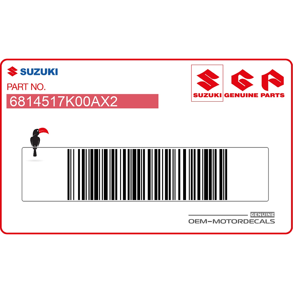 Suzuki GSXR1000 Adesivo carena posteriore sinistra GSX-R lato sinistro OEM 6814517K00AX2