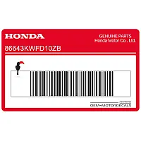 HONDA Side cowling decal, right side 86643-KWF-D10ZB