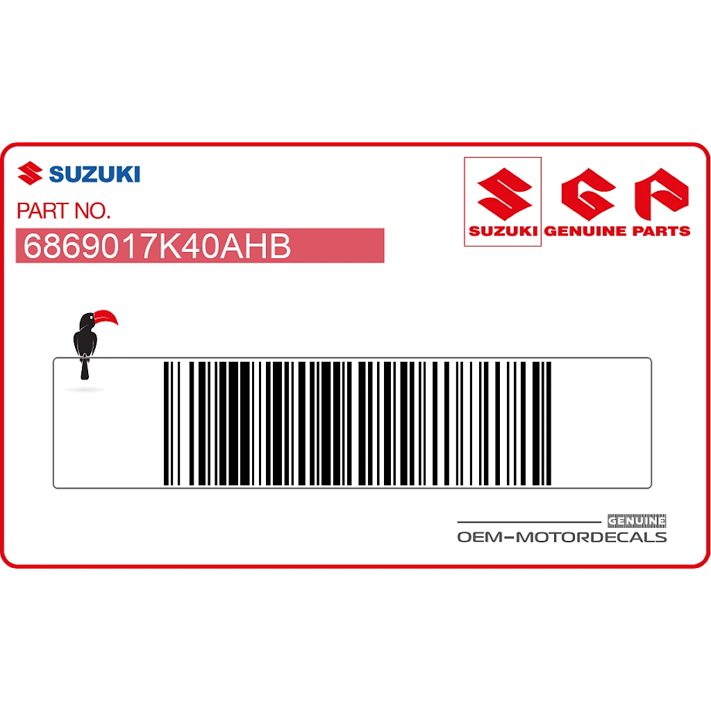 Suzuki GSXR1000 Side Cowling Rear Graphic Left Side OEM 6869017K40AHB