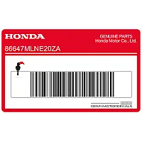 HONDA Autocollant de panneau latéral, côté droit 86647-MLN-E20ZA