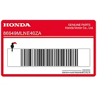 HONDA Autocollant de panneau latéral 86649-MLN-E40ZA