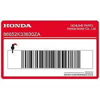 HONDA Bovenkuip sticker, linkerkant 86652-K33-630ZA