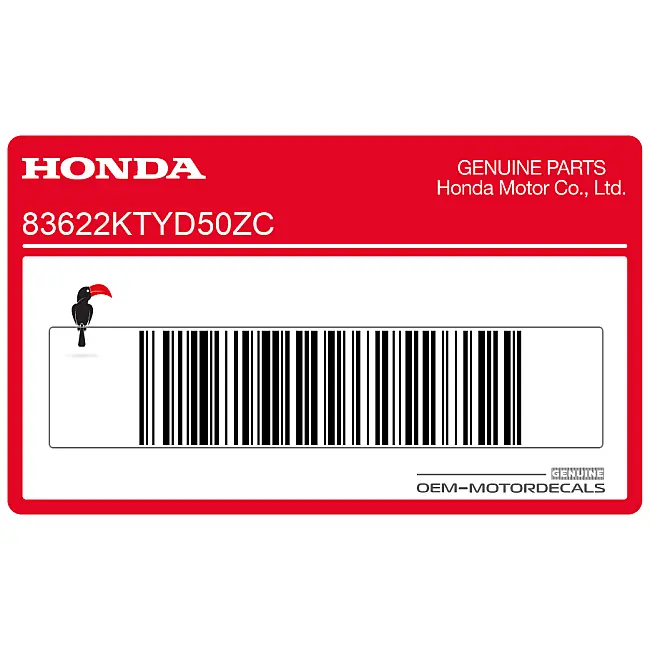 Emblemat CBR Honda CBR125R na tylną centralną owiewkę OEM 83622KTYD50ZC Oryginalna fabryczna grafika na owiewkę tylną