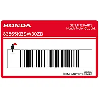 HONDA Autocollant de panneau latéral, côté gauche 83565-KBS-W30ZB