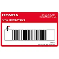 HONDA Pegatina tanque, lado derecho 83571-KBS-W30ZA