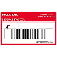 HONDA Zijpaneel sticker, linkerkant 83565-KBS-W30ZA