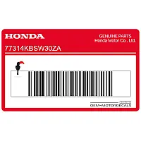 HONDA Emblemat na tylną owiewkę / zadupek 77314-KBS-W30ZA