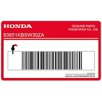 HONDA Bovenkuip sticker, linkerkant 83651-KBS-W30ZA