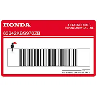 HONDA Zijpaneel sticker, linkerkant 83642-KBS-970ZB