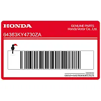 HONDA Pegatina para panel lateral, lado izquierdo 64363-KY4-730ZA