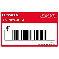 HONDA Autocollant d'enjoliveur de cadre 83507-KY4-900ZA