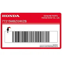 HONDA Naklejka na tylną owiewkę / zadupek 77215-MBZ-G90ZB