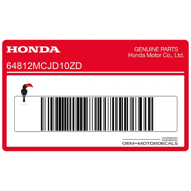 Gráfico de fábrica de pegatina A OEM 64812MCJD10ZD para carenado inferior izquierdo de Honda CBR900RR genuina