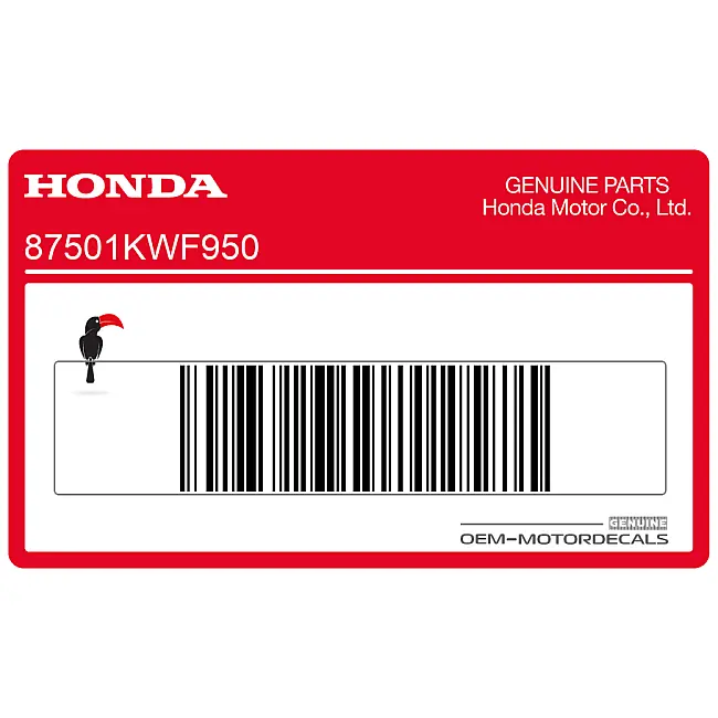 Autocollant graphique authentique d'origine OEM Honda CBF125 pour plaque d'immatriculation avant 87501KWF950