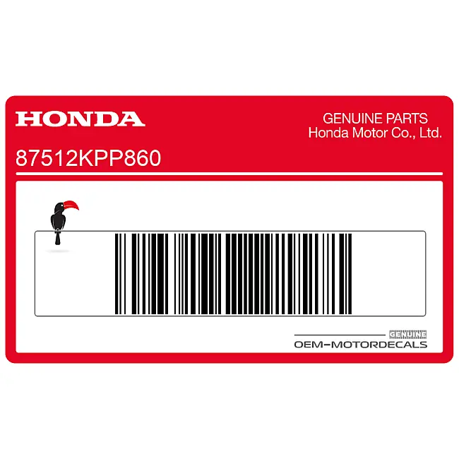 Honda CBF125 Accessories and loading warning label OEM 87512KPP860