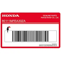 HONDA Emblemat Honda na zbiornik, prawa strona 80111-MFE-A30ZA