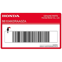 Lower side cowling Honda decal, left side