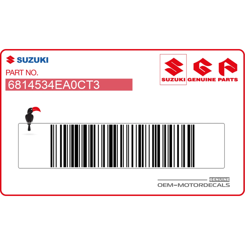 Suzuki GSXR600 Adhesivo de colín GSX-R lado izquierdo OEM 6814534EA0CT3